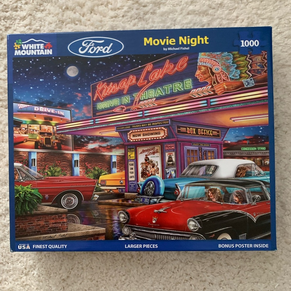 White Mountain Ford Drive-In Theater Puzzle - Red and Blue